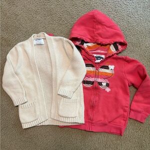 OshKosh B'gosh Cream Cardigan and Pink Hoodie Set